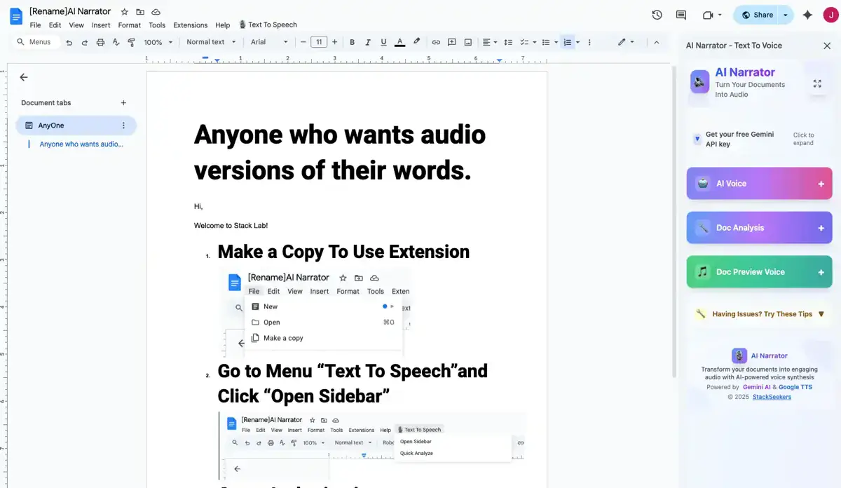 Google Docs Barrierefreiheit mit Text-to-Speech